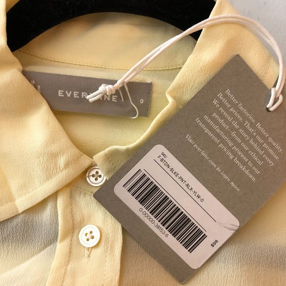 Everlane Womens The Clean Silk Relaxed Shirt Long Sleeve Pale Yellow 0 - Picture 5 of 7
